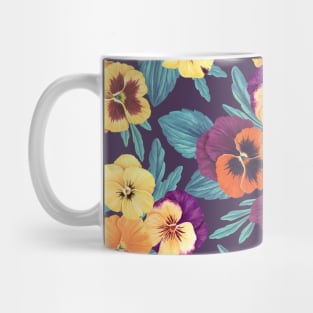 Pansies on navy Mug